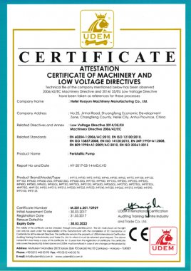 Hose pump CE certificate 