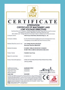 Z-type pump CE certificate 